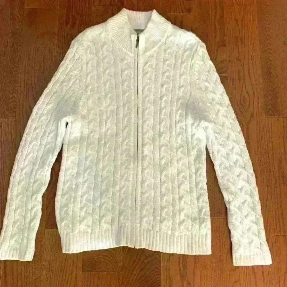 Craft & Barrow Knit Jacket Ivory Double Zip Women Sz Petite XL - Picture 1 of 6